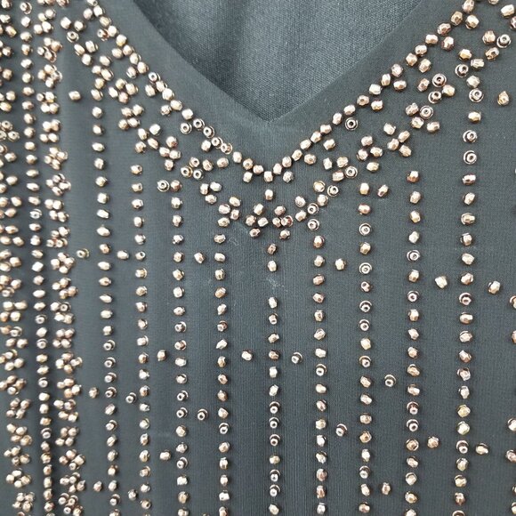 NWT S.L Fashions Black Bead Front Women's Popover Dress Size 12 - Picture 9 of 14